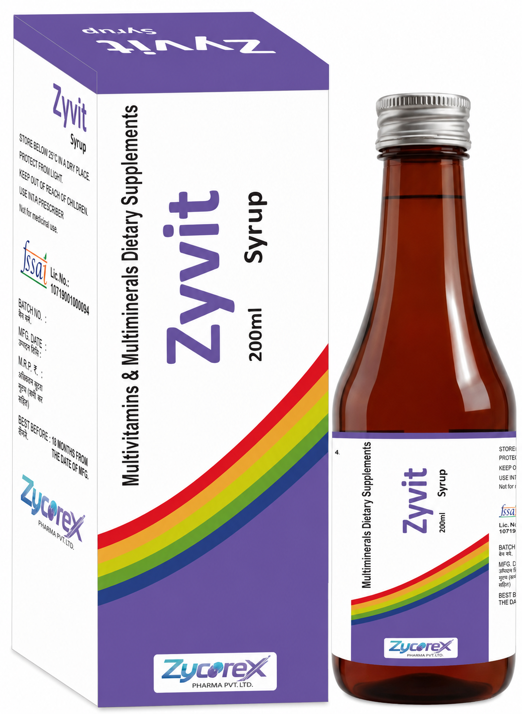 Zyvit Syrup Bottle and Box